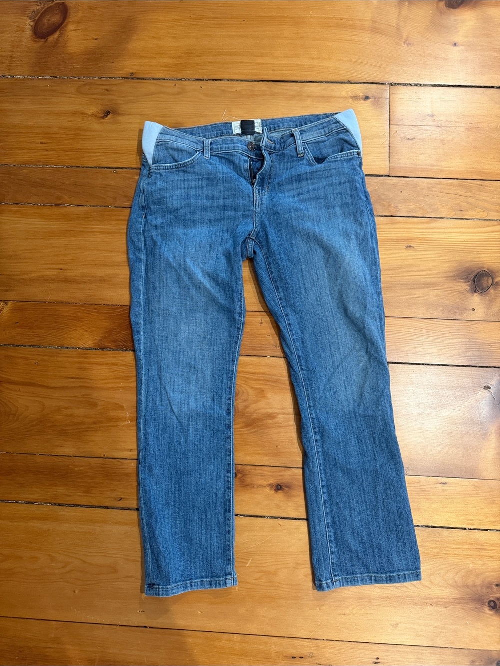 Hatch Women's Blue Straight-Leg Denim Jeans